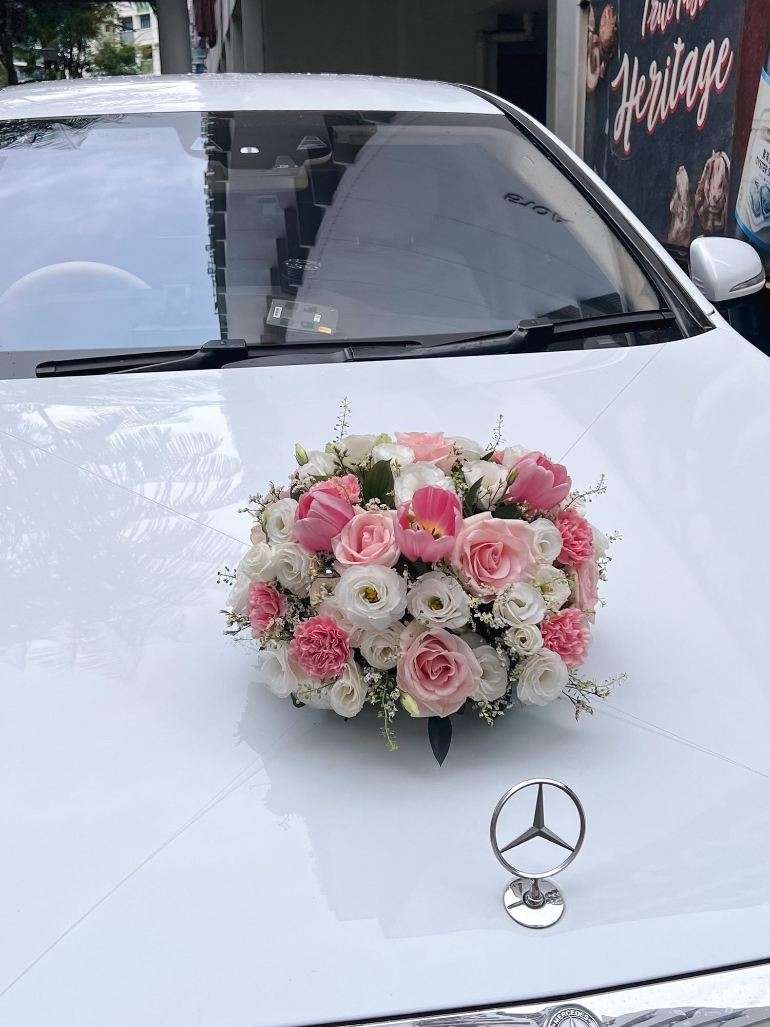 Eleanor romantic · round bridal bouquet in blush, ivory and white — alternate view
